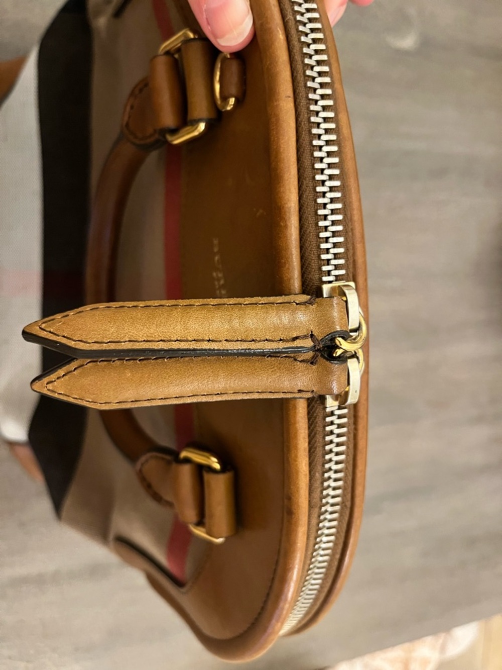 Burberry Brown and Tan Canvas & Leather Bowling Satchel- Oversized - Picture 6 of 15